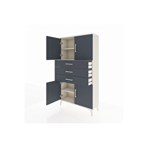 Arges Dolap 3 Raflı 3 Çekmeceli 4 Kapaklı 88x30x163 Aytaşı-antrasit