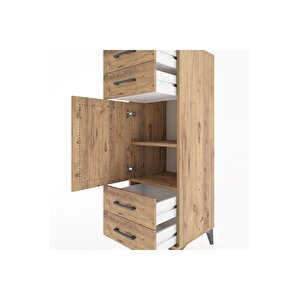 Hyperion Dolap 2 Raflı 4 Çekmeceli Tek Kapaklı 44x44x134 Çam-çam