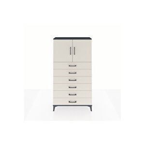 Arges Dolap 2 Raflı 6 Çekmeceli 2 Kapaklı 88x30x163 Antrasit-aytaşı