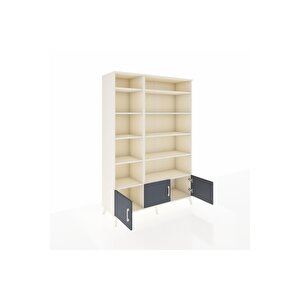 Hyperion Dolap 10 Raflı 3 Kapaklı 132x44x195 Aytaşı-antrasit/aytaşı