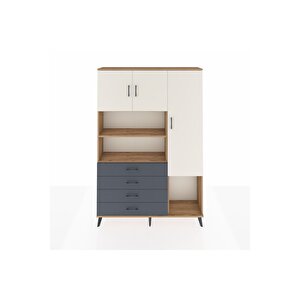 Arges Dolap 8 Raflı 4 Çekmeceli 3 Kapaklı 132x30x195 Çam-aytaşı/antrasit