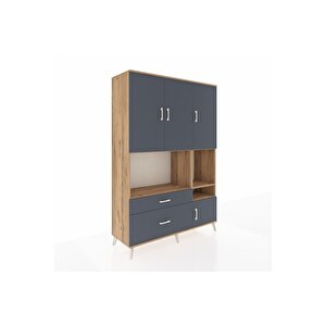 Hyperion Gardrop 7 Raflı 2 Çekmeceli 4 Kapaklı 132x44x195 Çam-antrasit