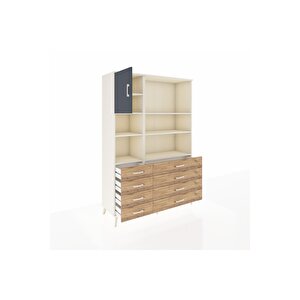Hyperion Dolap 7 Raflı 8 Çekmeceli Tek Kapaklı  132x44x195 Aytaşı-antrasit/çam