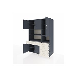 Kronos Dolap 9 Raflı 5 Çekmeceli 5 Kapaklı 132x59x195 Antrasit-antrasit/aytaşı