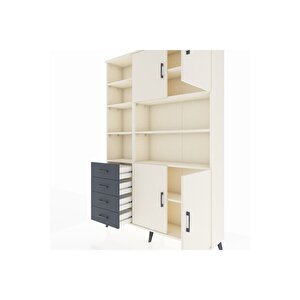 Arges Dolap 9 Raflı 4 Çekmeceli 4 Kapaklı 132x30x195 Aytaşı-aytaşı/antrasit