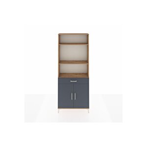 Arges Dolap 4 Raflı Tek Çekmeceli 2 Kapaklı 88x30x221 Çam-antrasit