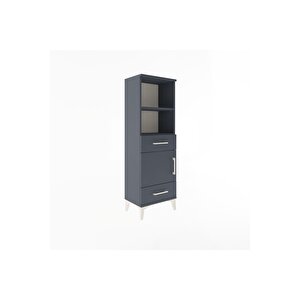 Arges Dolap 3 Raflı 2 Çekmeceli Tek Kapaklı 44x30x134 Antrasit-antrasit