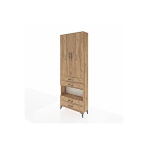 Arges Dolap 5 Raflı 4 Çekmeceli 2 Kapaklı 88x30x243 Çam-çam