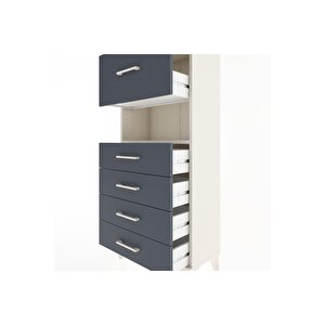 Hyperion Dolap Tek Raflı 5 Çekmeceli 60x44x134 Aytaşı-antrasit