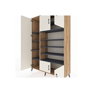 Hyperion Dolap 10 Raflı 5 Kapaklı 132x44x195 Çam-aytaşı/antrasit