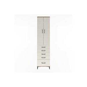 Arges Dolap 4 Raflı 5 Çekmeceli 2 Kapaklı 60x30x243 Çam-aytaşı