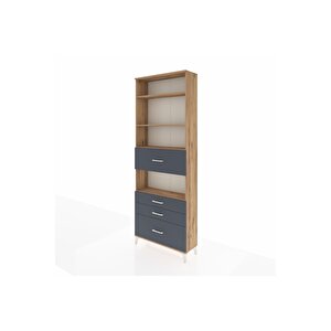 Arges Dolap 4 Raflı 4 Çekmeceli 88x30x243 Çam-antrasit