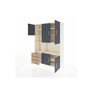 Hyperion Dolap 9 Raflı 3 Çekmeceli 5 Kapaklı 132x44x195 Aytaşı-antrasit/çam