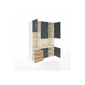Hyperion Dolap 9 Raflı 3 Çekmeceli 5 Kapaklı 132x44x195 Aytaşı-antrasit/çam