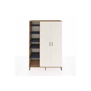 Hyperion Dolap 7 Raflı 2 Kapaklı Tek Askılı 132x44x195 Çam-aytaşı/antrasit