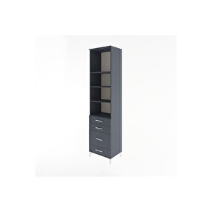Hyperion Dolap 4 Raflı 4 Çekmeceli 60x44x243 Antrasit-antrasit