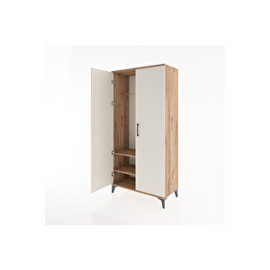 Hyperion Dolap 2 Raflı 2 Kapaklı Tek Askılı 88x44x182 Çam-aytaşı