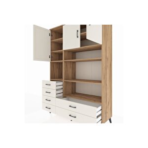 Hyperion Gardrop 9 Raflı 6 Çekmeceli 3 Kapaklı 132x44x195 Çam-aytaşı