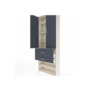 Arges Dolap 5 Raflı 2 Çekmeceli 2 Kapaklı 88x30x243 Aytaşı-antrasit