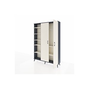 Arges Gardrop 7 Raflı 2 Kapaklı Tek Askılı 132x30x195 Antrasit-aytaşı