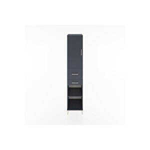 Hyperion Dolap 4 Raflı 2 Çekmeceli Tek Kapaklı 44x44x221 Antrasit-antrasit