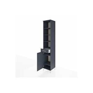 Hyperion Dolap 6 Raflı Tek Çekmeceli Tek Kapaklı 44x44x243 Antrasit-antrasit