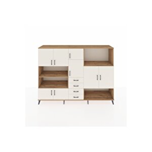 Hyperion Dolap 10 Raflı 4 Çekmeceli 8 Kapaklı 220x44x163 Çam-aytaşı