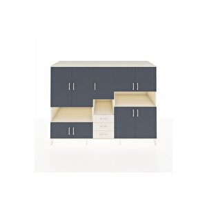 Kronos Dolap 13 Raflı 3 Çekmeceli 9 Kapaklı 220x59x163 Aytaşı-antrasit/aytaşı