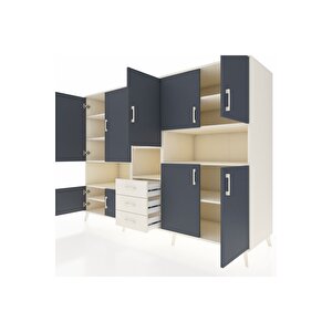 Kronos Dolap 13 Raflı 3 Çekmeceli 9 Kapaklı 220x59x163 Aytaşı-antrasit/aytaşı