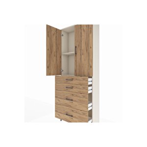 Arges Dolap 2 Raflı 4 Çekmeceli 2 Kapaklı 88x30x221 Aytaşı-çam