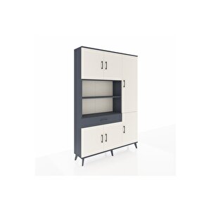 Arges Dolap 10 Raflı Tek Çekmeceli 6 Kapaklı 132x30x195 Antrasit-aytaşı/antrasit