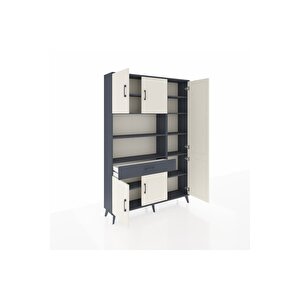 Arges Dolap 10 Raflı Tek Çekmeceli 6 Kapaklı 132x30x195 Antrasit-aytaşı/antrasit