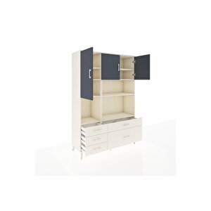 Hyperion Dolap 8 Raflı 5 Çekmeceli 3 Kapaklı 132x44x195 Aytaşı-antrasit/aytaşı