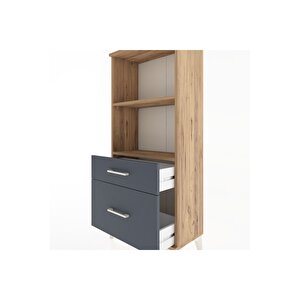Hyperion Dolap 2 Raflı 2 Çekmeceli 60x44x134 Çam-antrasit
