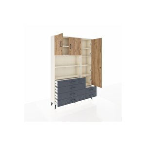 Arges Dolap 9 Raflı 6 Çekmeceli 3 Kapaklı 132x30x195 Aytaşı-çam/antrasit