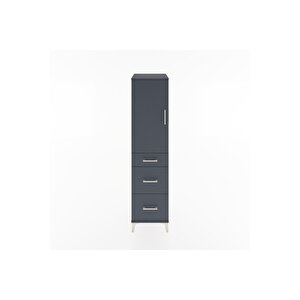 Hyperion Dolap 2 Raflı 3 Çekmeceli Tek Kapaklı 44x44x182 Antrasit-antrasit