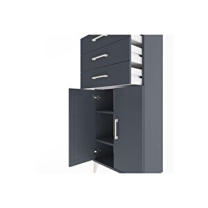 Arges Dolap 2 Raflı 3 Çekmeceli 2 Kapaklı 60x30x134 Antrasit-antrasit
