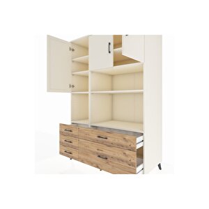 Kronos Dolap 8 Raflı 5 Çekmeceli 3 Kapaklı 132x59x195 Aytaşı-aytaşı/çam