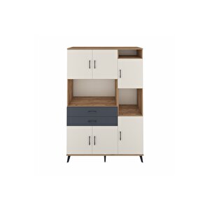 Hyperion Dolap 9 Raflı 2 Çekmeceli 6 Kapaklı 132x44x195 Çam-aytaşı/antrasit