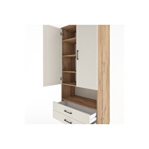 Hyperion Dolap 5 Raflı 2 Çekmeceli 2 Kapaklı 88x44x195 Çam-aytaşı
