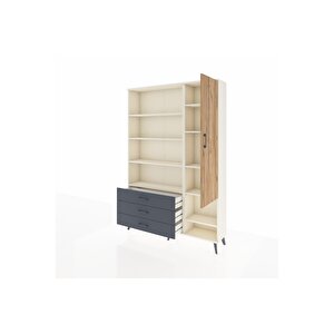 Arges Dolap 9 Raflı 3 Çekmeceli Tek Kapaklı  132x30x195 Aytaşı-çam/antrasit