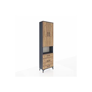 Arges Dolap 3 Raflı 3 Çekmeceli Tek Askılı 60x30x221 Antrasit-çam