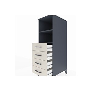 Kronos Dolap 2 Raflı 4 Çekmeceli 44x59x134 Antrasit-aytaşı