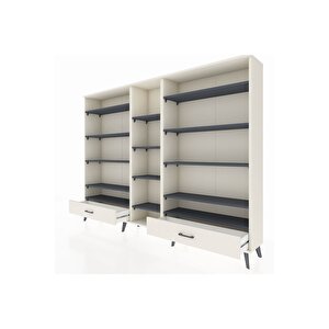 Arges Dolap 14 Raflı 2 Çekmeceli  220x30x163 Aytaşı-antrasit/aytaşı