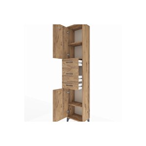 Arges Dolap 3 Raflı 3 Çekmeceli 2 Kapaklı 44x30x221 Çam-çam