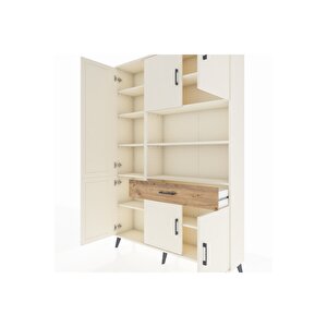 Arges Dolap 10 Raflı Tek Çekmeceli 6 Kapaklı 132x30x195 Aytaşı-aytaşı/çam