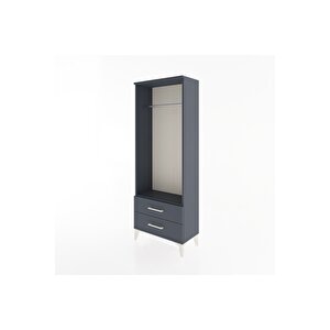 Arges Dolap Tek Raflı 2 Çekmeceli Tek Askılı 60x30x163 Antrasit-antrasit