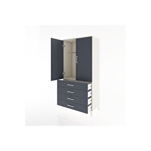 Hyperion Dolap Tek Raflı 4 Çekmeceli Tek Askılı 88x44x182 Aytaşı-antrasit