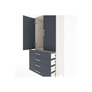 Hyperion Dolap Tek Raflı 4 Çekmeceli Tek Askılı 88x44x182 Aytaşı-antrasit
