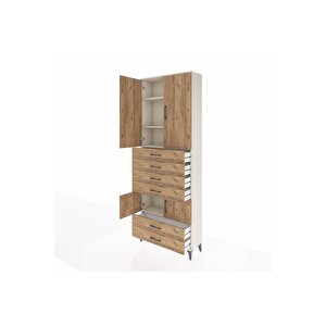 Arges Dolap 4 Raflı 6 Çekmeceli 4 Kapaklı 88x30x243 Aytaşı-çam